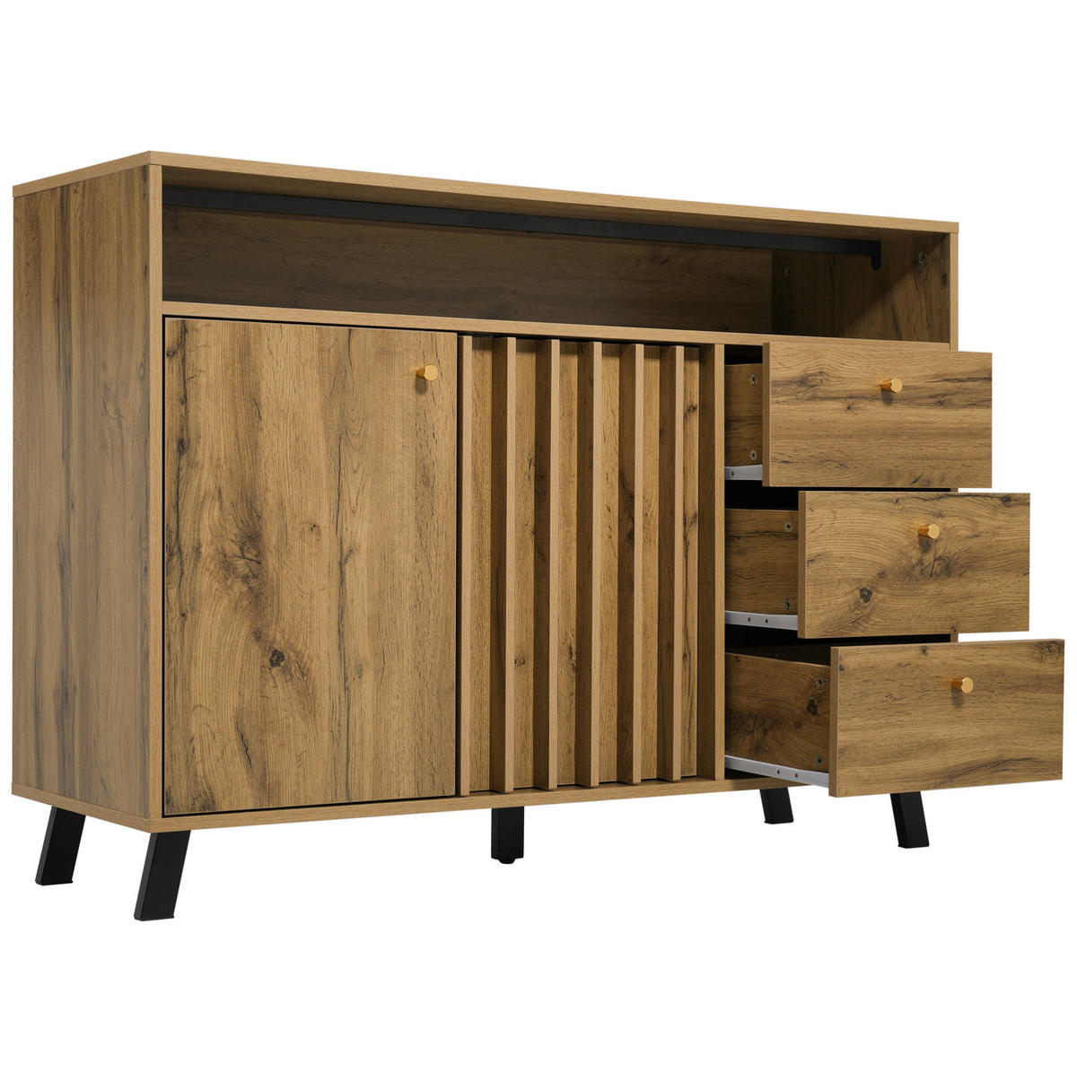 SIDEBOARD 120/40/85 cm in Dunkleiche mit 3 Schubladen und 2 Türen - Braun, Holz (120/85/40cm) - Flora Grace