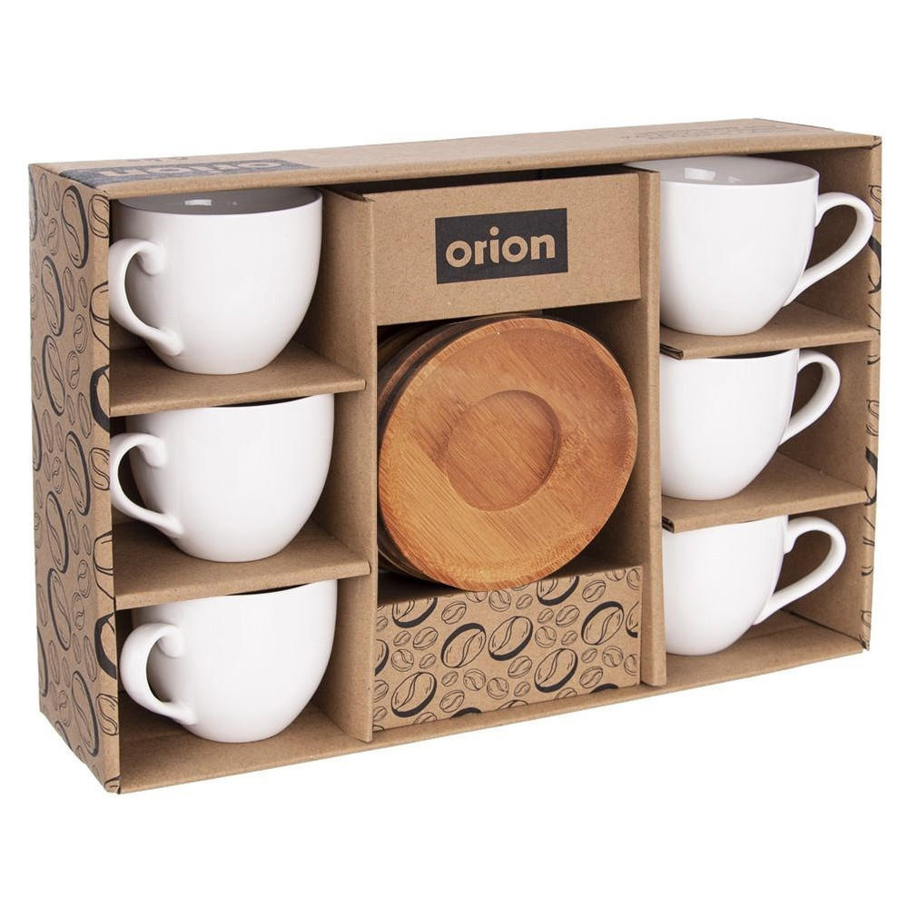 ESPRESSOTASSEN-SET WHITELINE, Porzellan/Bambus, weiß, 6 Stk., 100 ml - Weiß, Keramik (0.1L) - Orion 