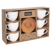 ESPRESSOTASSEN-SET WHITELINE, Porzellan/Bambus, weiß, 6 Stk., 100 ml - Weiß, Keramik (0.1L) - Orion 
