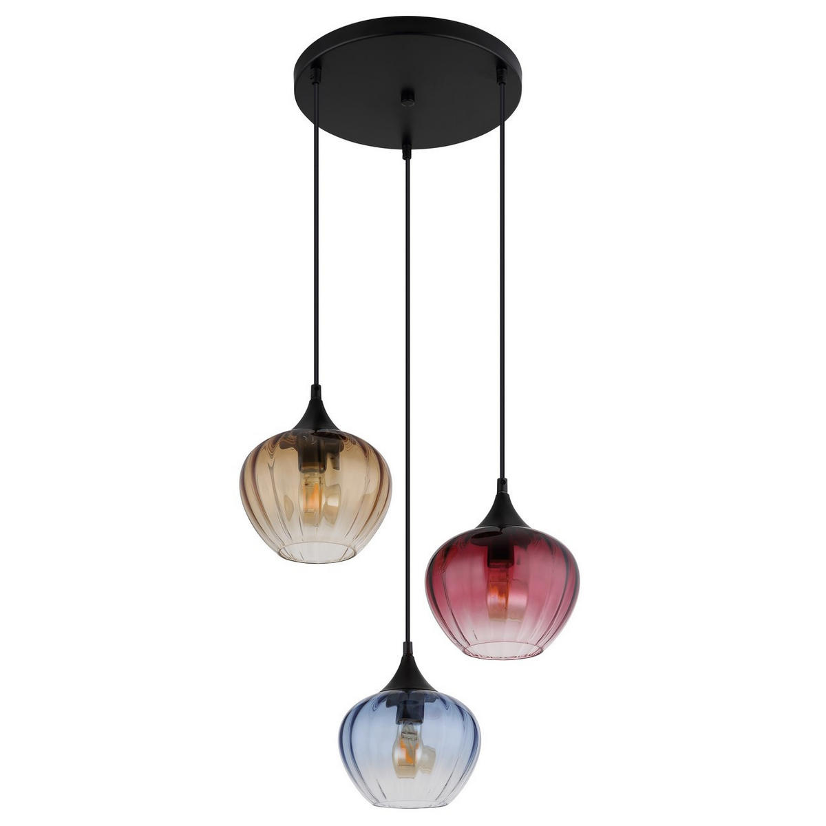 PENDELLEUCHTE Metall Glas Amber Rot Blau - Multicolor, Glas (45/45/150cm) - Globo Lighting