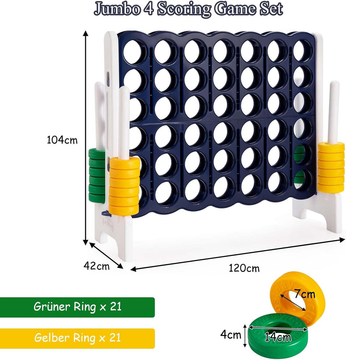 SPIELBRETTSÄTZE Vier-Gewinnt Multicolor - Multicolor, Kunststoff (42/120cm) - COSTWAY