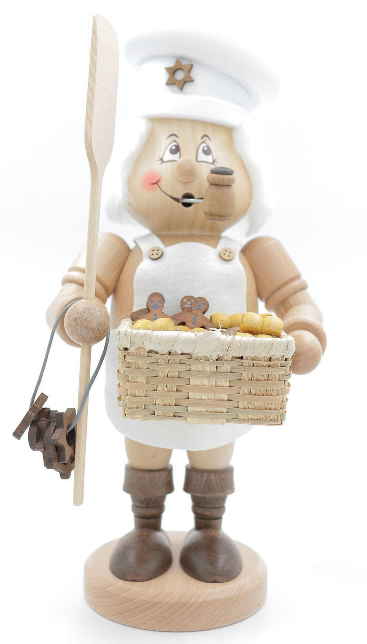 RAUCHFIGUR Wichtel Bäcker weiss 32 cm - Multicolor, Holz (15/35/0.1cm)