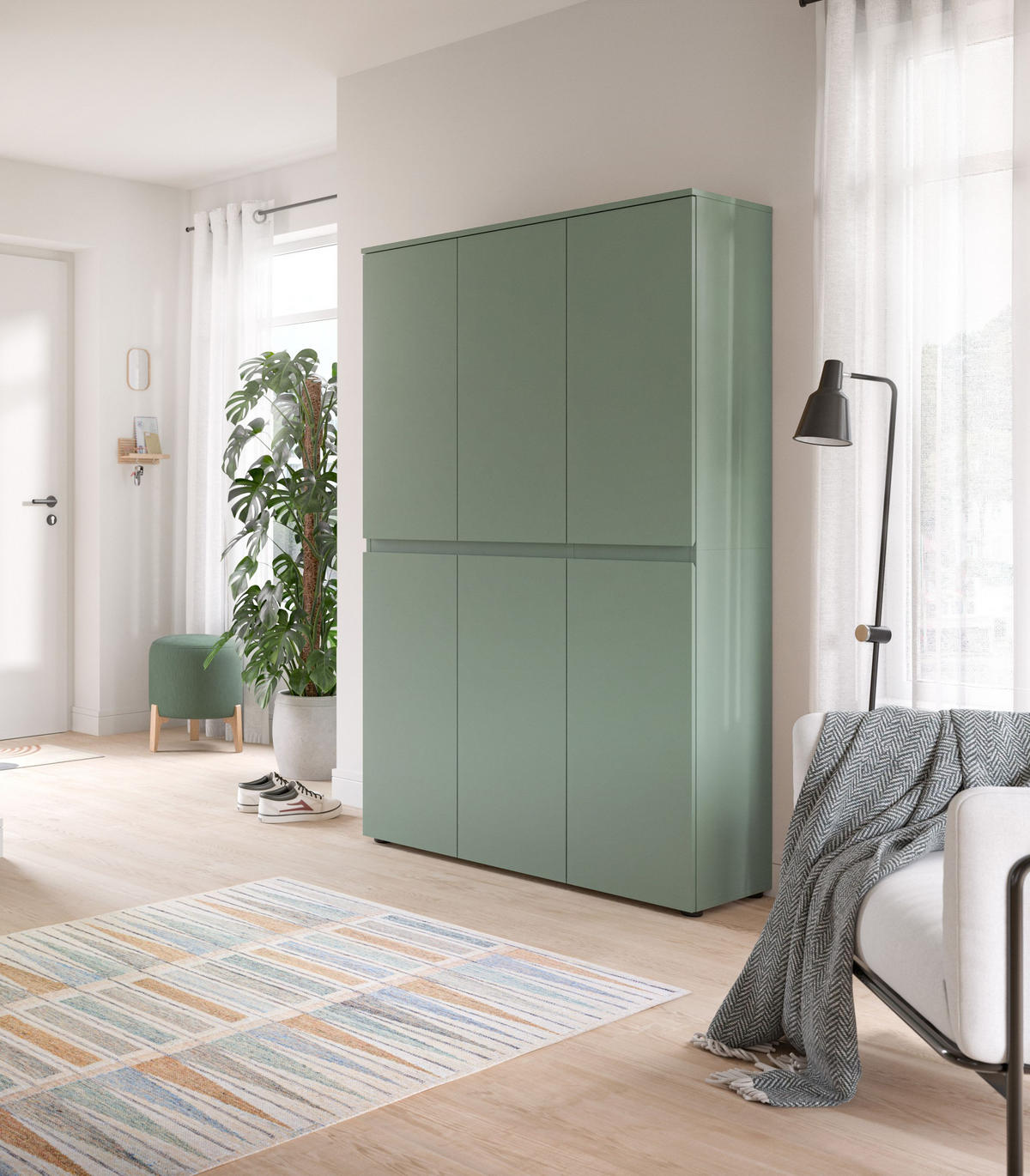 UNIVERSALSCHRANK SCARPA (B/H/T: ca. 105/175/37 cm) in Smoke Green/Smoke Green - Dunkelgrün, Holzwerkstoff (105/175/37cm)