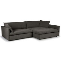 ECKSOFA mit Longchair - Anthrazit/Schwarz, Kunststoff/Textil (290/183cm) - home24