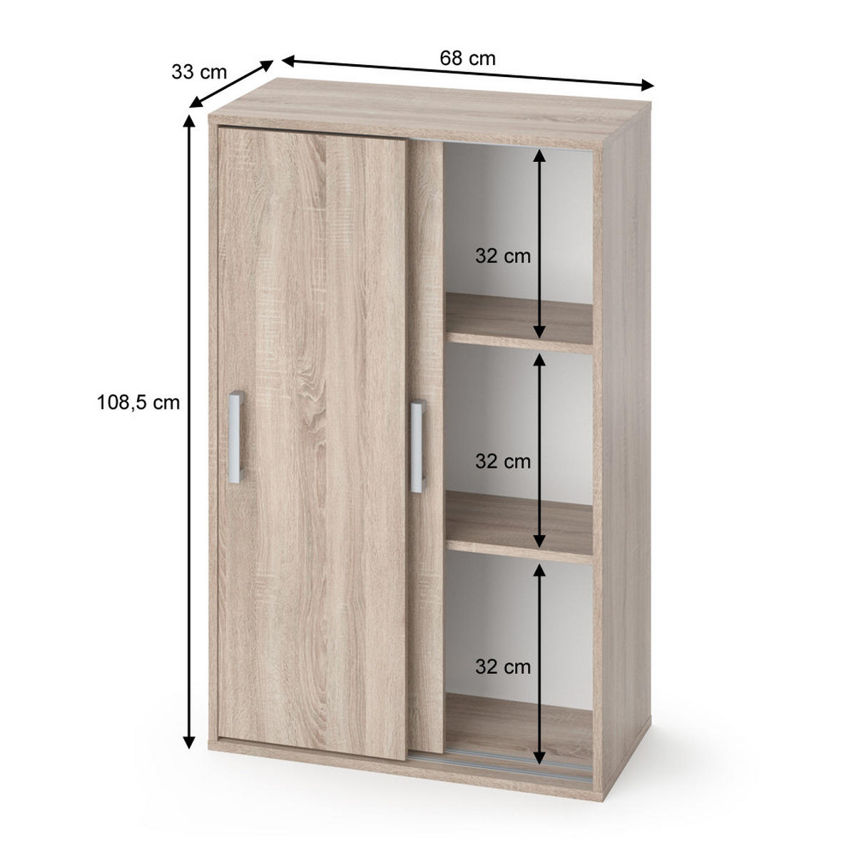 GARDEROBENSCHRANK Falk Sonoma 68 x 108.5 cm - Sonoma Eiche, Holzwerkstoff (68/108.5/33cm) - Vicco