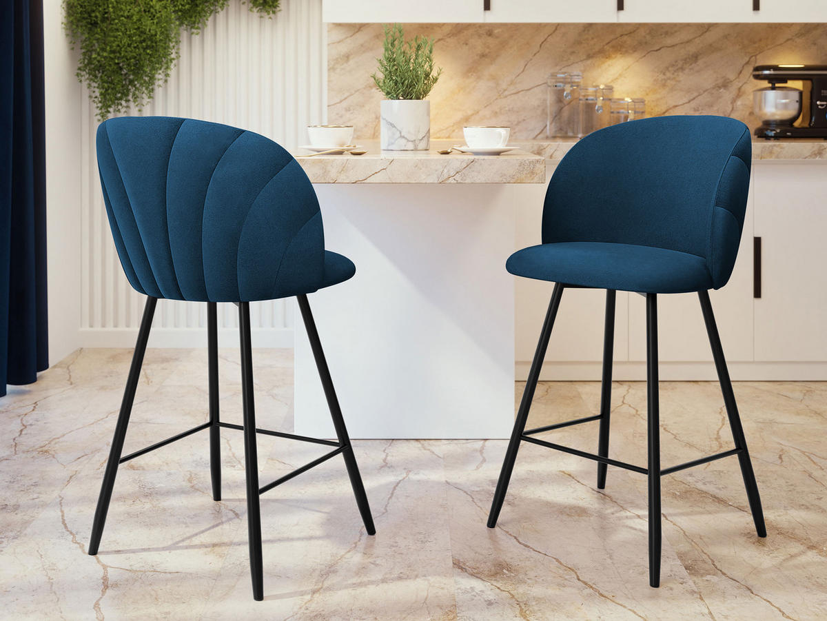 BARHOCKER K99 H - Blau/Schwarz, Holzwerkstoff/Textil (51/105/51cm) - MIRJAN24