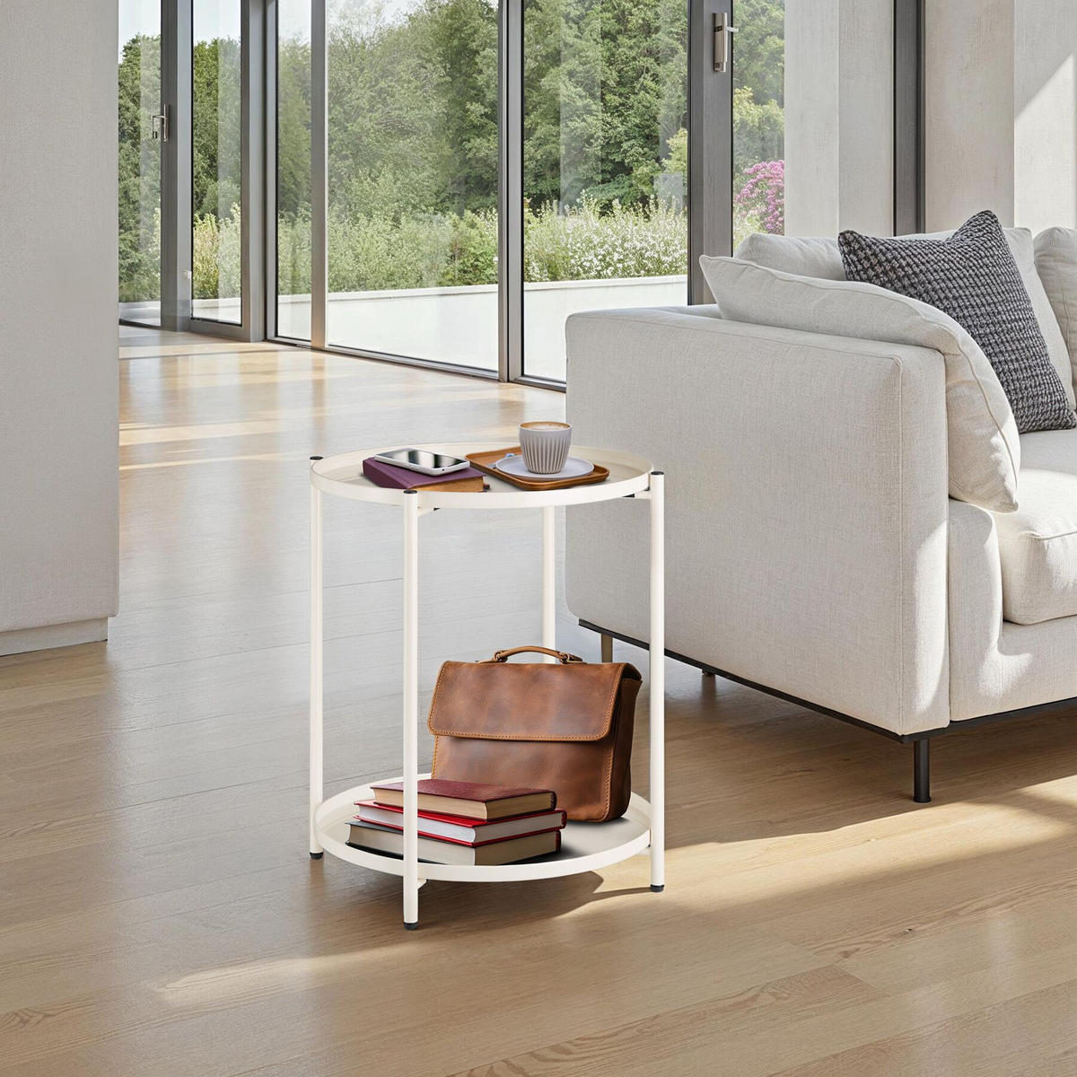BEISTELLTISCH Oxford,45,5 x 45,5 x 53 cm,creme - Creme, Metall (45.5/45.5/53cm) - tectake