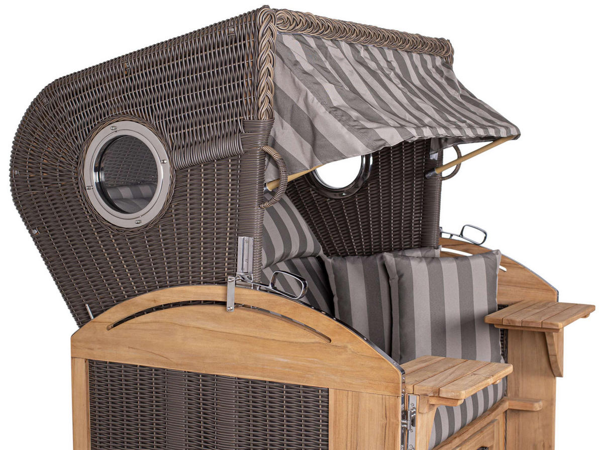 STRANDKORB XL Schillig Bullauge - Braun/Grau, Metall (142/170/95cm) - Mr. Deko