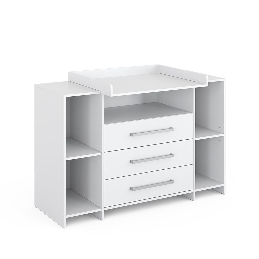WICKELKOMMODE Oskar Weiß 143 x 100 cm XL mit Schubladen - Weiß, Holzwerkstoff (143/100/70cm) - Vicco