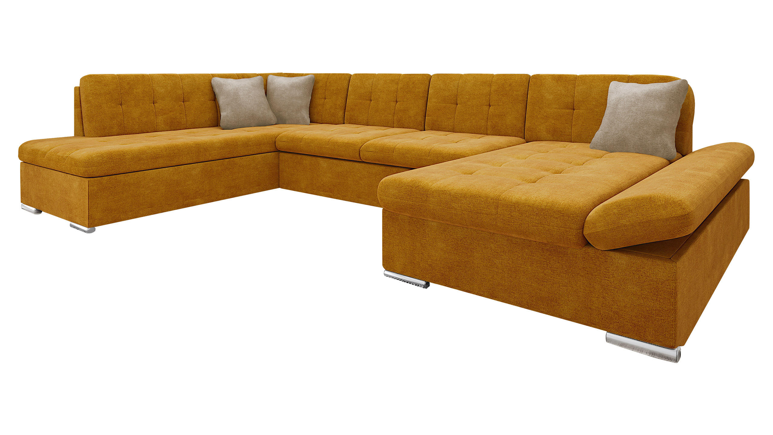 ECKSOFA Bergen, Seite: Rechts - Silberfarben/Bronzefarben, Holz/Textil (345/76/205cm) - MIRJAN24