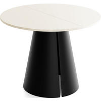ESSTISCH Lamio runder ausziehbarer, Beige Cashmere 120-200/120/76 cm - Kaschmir/Schwarz, Holzwerkstoff/Metall (120/120/76cm) - WFL GROUP