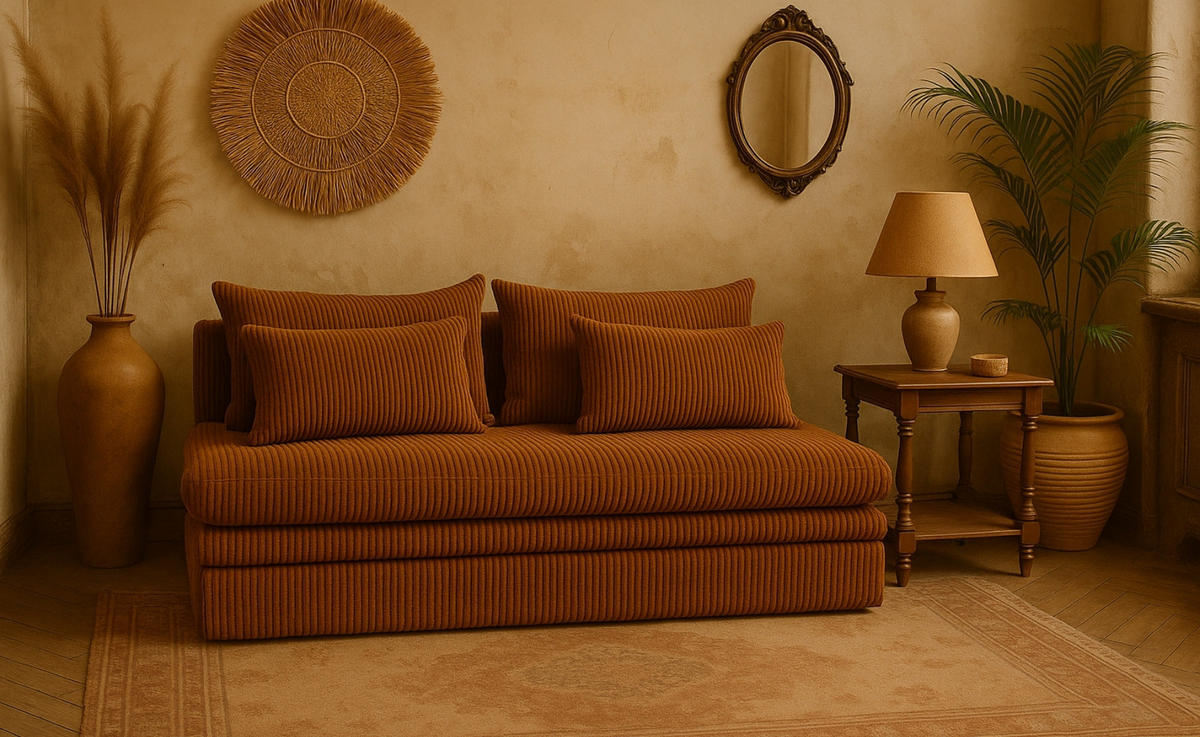 SCHLAFSOFA Mit Bettkasten NELIA, Stoff Poso, Senffarbe - Dunkelgelb, Holz (190/75/90cm) - Kaiser Möbel