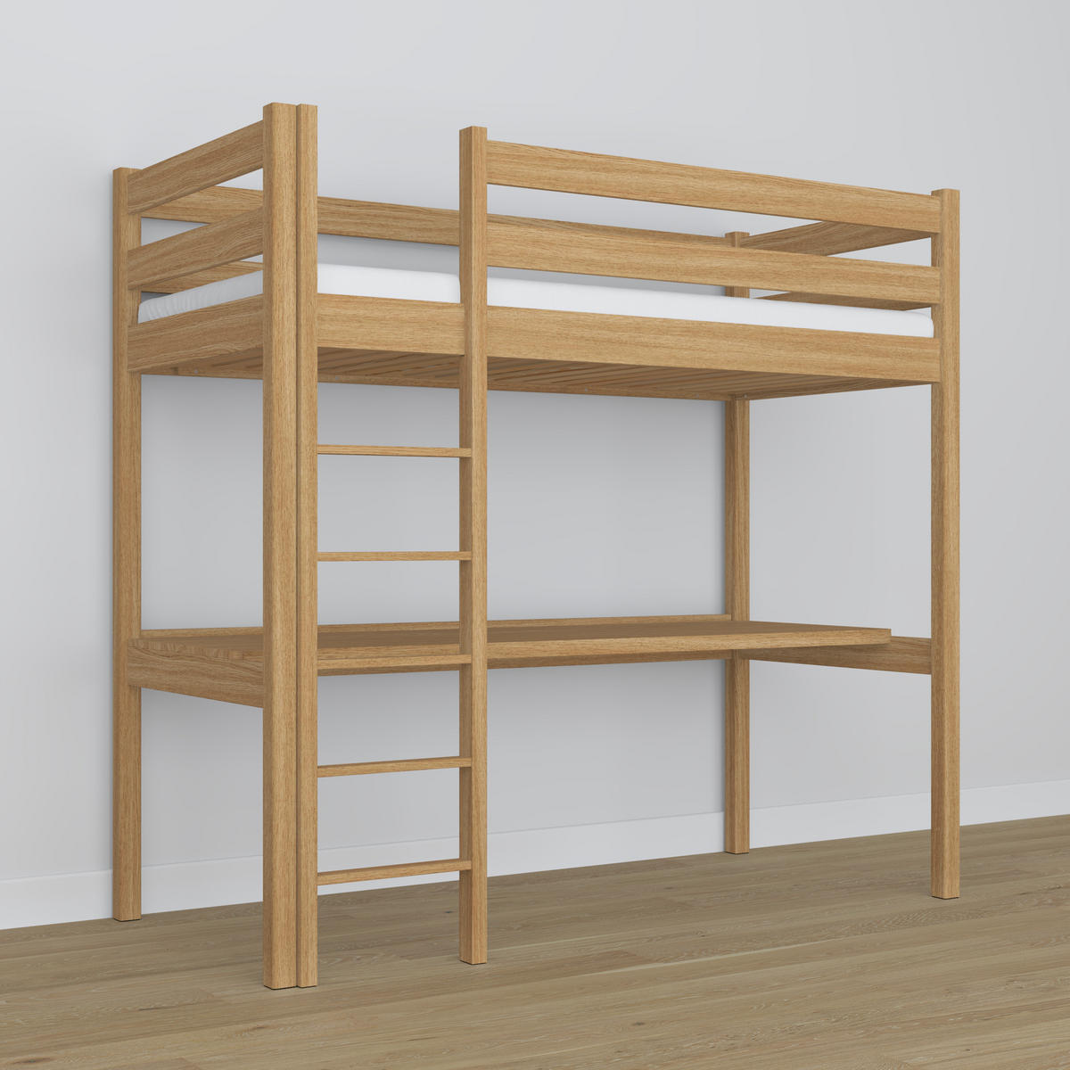 HOCHBETT N05 mit Schreibtisch Eiche Natur 100/190 - Eiche Artisan, Naturmaterialien/Holz (100/190cm) - N-Wood