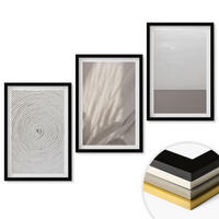 WANDBILDER 3er-Set - 40x60 cm Schwarzer Rahmen - Natürliche Boho-Texturen - Schwarz, Kunststoff (40/60cm) - ArtPrintCave
