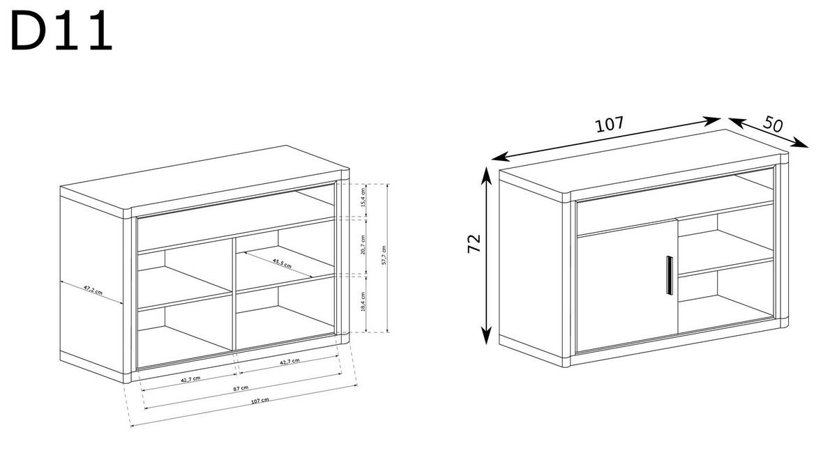 TV-LOWBOARD Dallas D-11 Eiche Sonoma - Sonoma Eiche, Holzwerkstoff (107/72/50cm)
