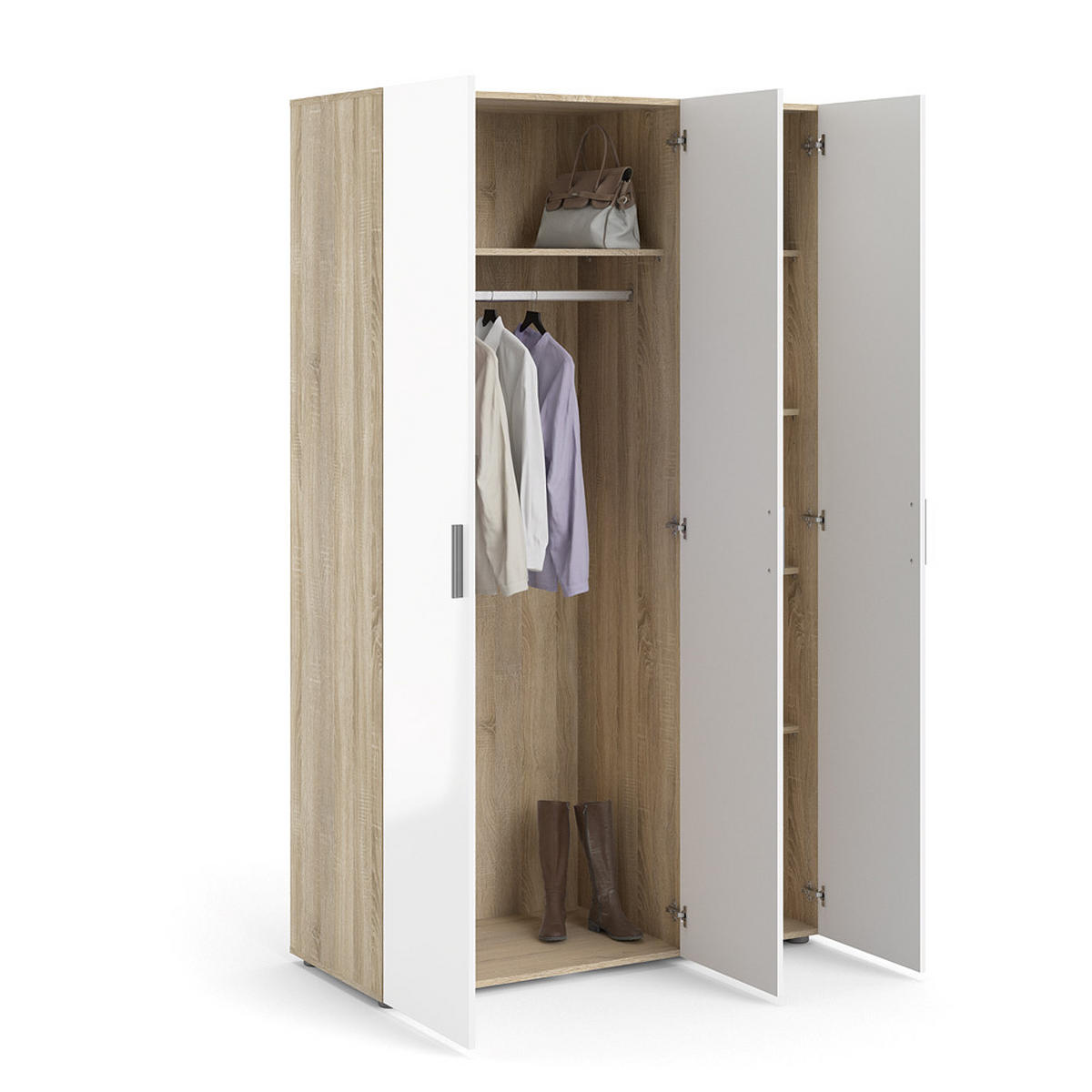 KLEIDERSCHRANK weiß - Eiche Wotan, Holzwerkstoff (118/201/50cm) - ebuy24