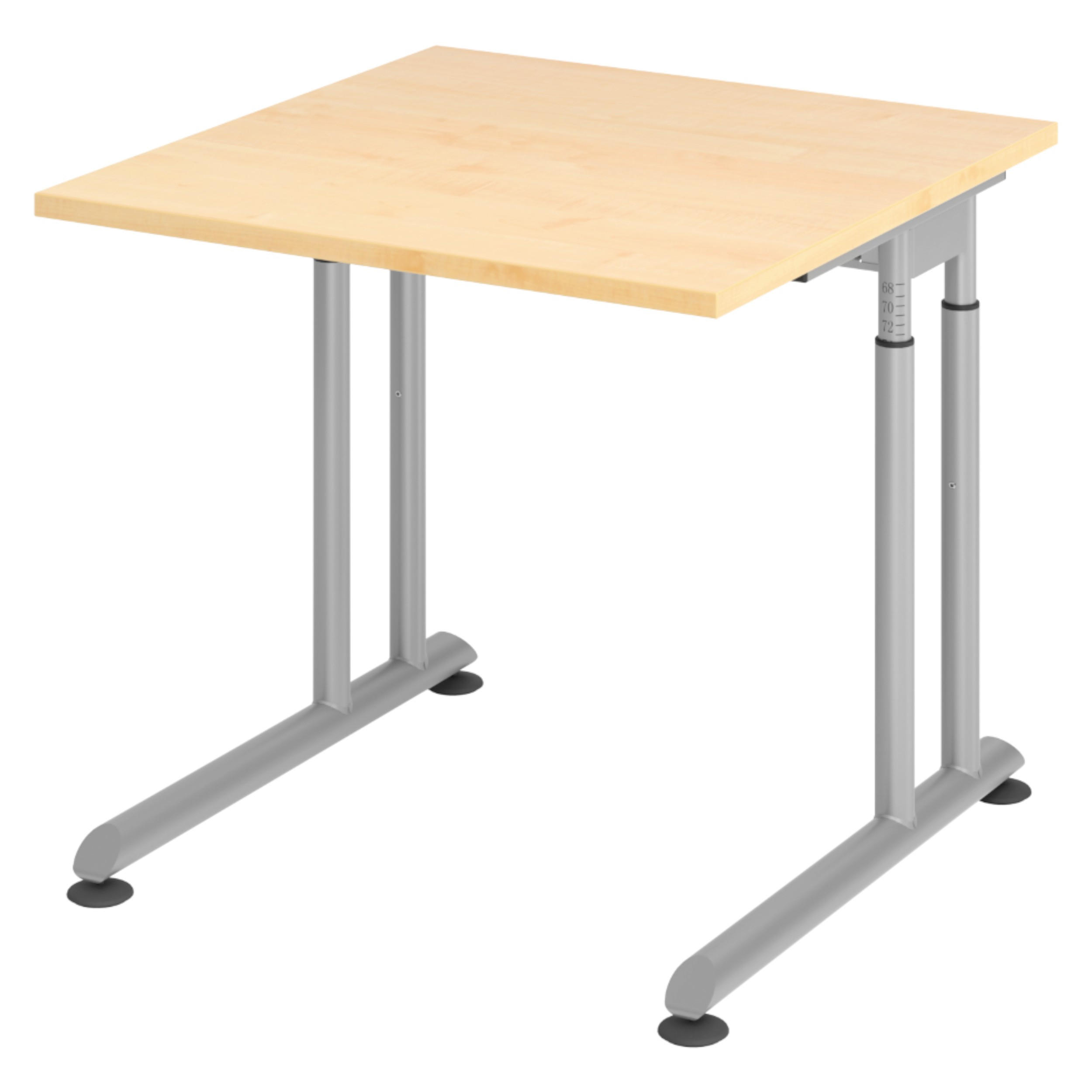 SCHREIBTISCH Serie-Z 80/80/74 cm in Ahornfarben/Silberfarben - Silberfarben/Ahornfarben, Holzwerkstoff (80/80/74cm) - bümö