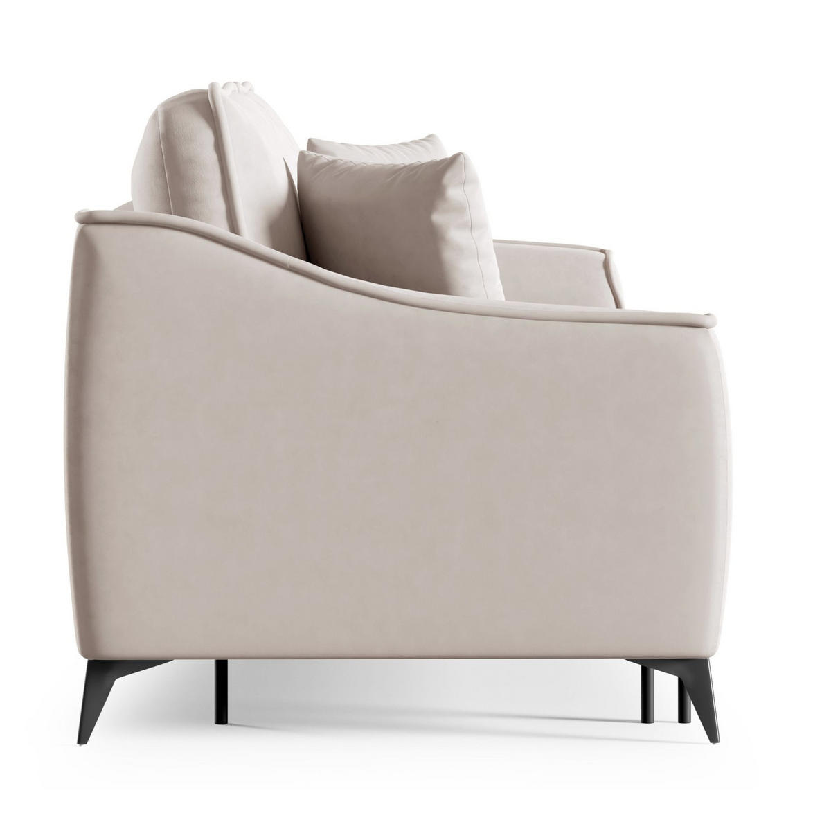 3-SITZER SCHLAFSOFA Louisos Samt Hellbeige - Ecru/Schwarz, Textil/Metall (249/100/100cm) - Selsey