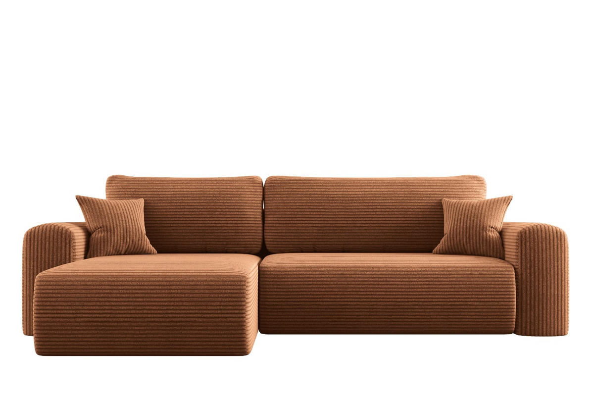 ECKSOFA Mit Schlaffunktion und Stauraum für Bettzeug Capri Stoff Poso Ziegel Links - Kupferfarben, Holz/Textil (145/272cm) - Kaiser Möbel