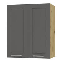KÜCHENHÄNGESCHRANK Kvantum W3/60 Graphit Matt / Eiche Artisan Matt 60 / 32,5 / 72cm - Graphitfarben/Eiche Artisan, Holz/Holzwerkstoff (60/72/32.5cm) - Feldmann-Wohnen