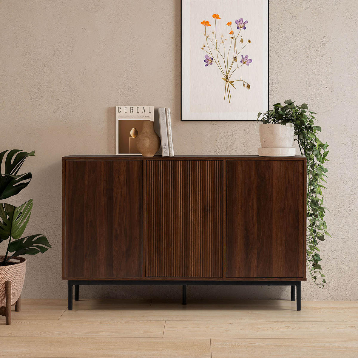 SIDEBOARD Florida 3 türen Walnuss-Optik - Walnussfarben, Holzwerkstoff (120/80/40cm) - VS Venta-stock