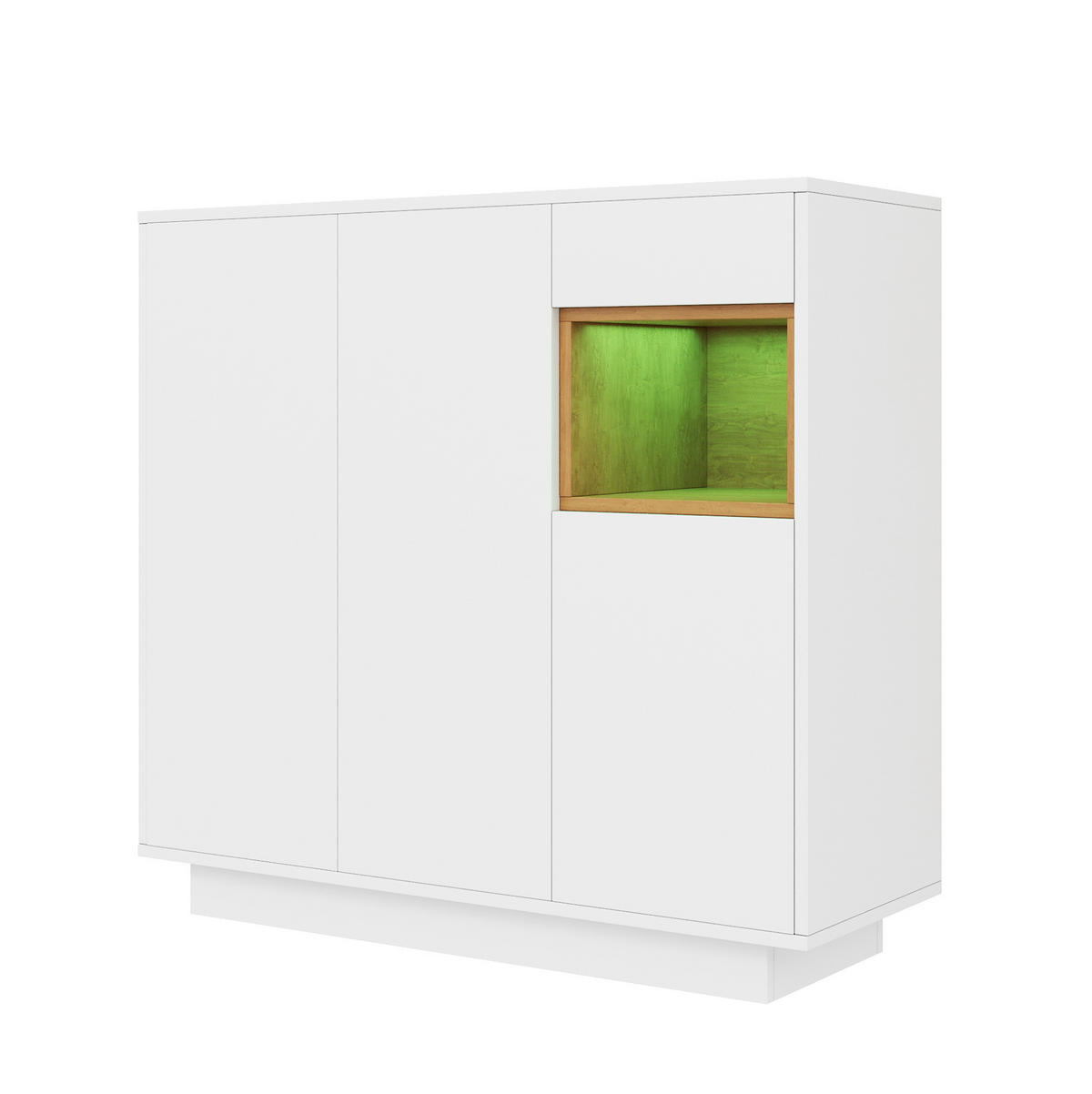 SCHUHSCHRANK 105/100,5/39,5 cm Weiß/Natur aus Spanplatte mit LED-Beleuchtung - Naturfarben, Holzwerkstoff (105/100/39cm) - OKMYHOME