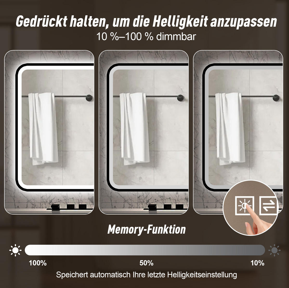 WANDSPIEGEL 100/4/60 cm schwarz aus Aluminium, Glas und Metall mit Anti-Beschlag, dimmbar - Schwarz, Metall (60/4/100cm) - OKWISH