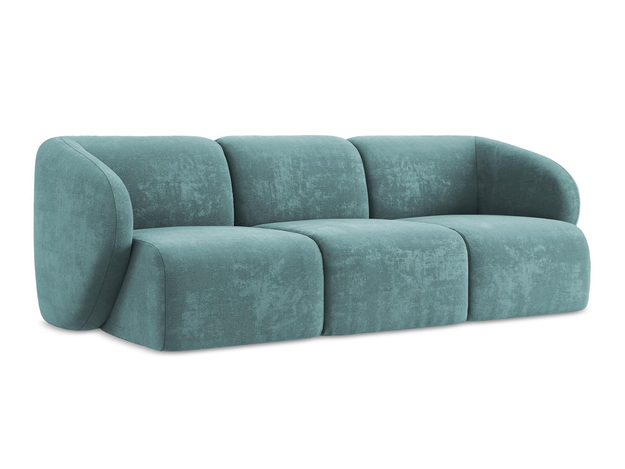 3-SITZER SOFA Chenille Stoff Blau - Blaugrau/Schwarz, Holzwerkstoff/Kunststoff (244/75/94cm) - Makamii