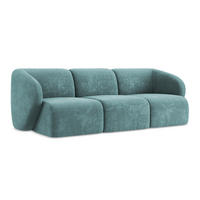 3-SITZER SOFA Chenille Stoff Blau - Blaugrau/Schwarz, Holzwerkstoff/Kunststoff (244/75/94cm) - Makamii