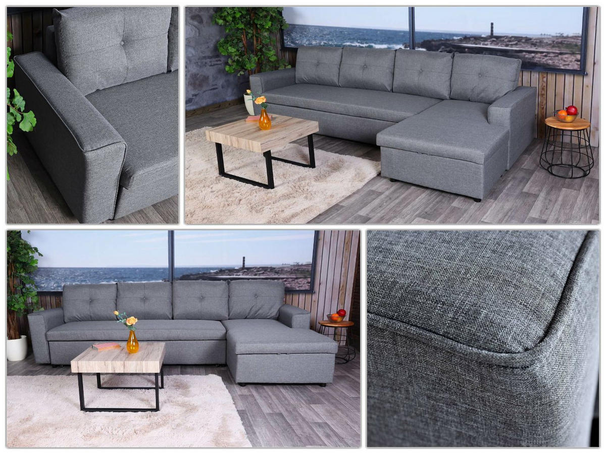 ECKSOFA MIT BETTKASTEN Grau - Grau, Textil (290/150cm) - MCW