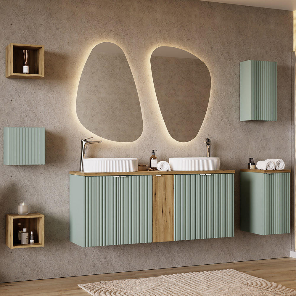 BADMÖBEL-SET 8-TLG. Newport-56 - Grün, Holzwerkstoff (260/200/40cm) - Lomado