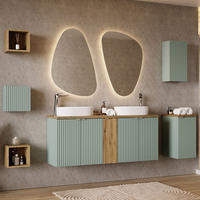 BADMÖBEL-SET 8-TLG. Newport-56 - Grün, Holzwerkstoff (260/200/40cm) - Lomado