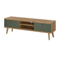 TV-LOWBOARD Salbei grün, Eiche Evoke skandinavisch 160 cm, Fernsehtisch mit Stauraum - Eichefarben/Salbeigrün, Holz/Holzwerkstoff (160/50/40cm) - Furn.Design