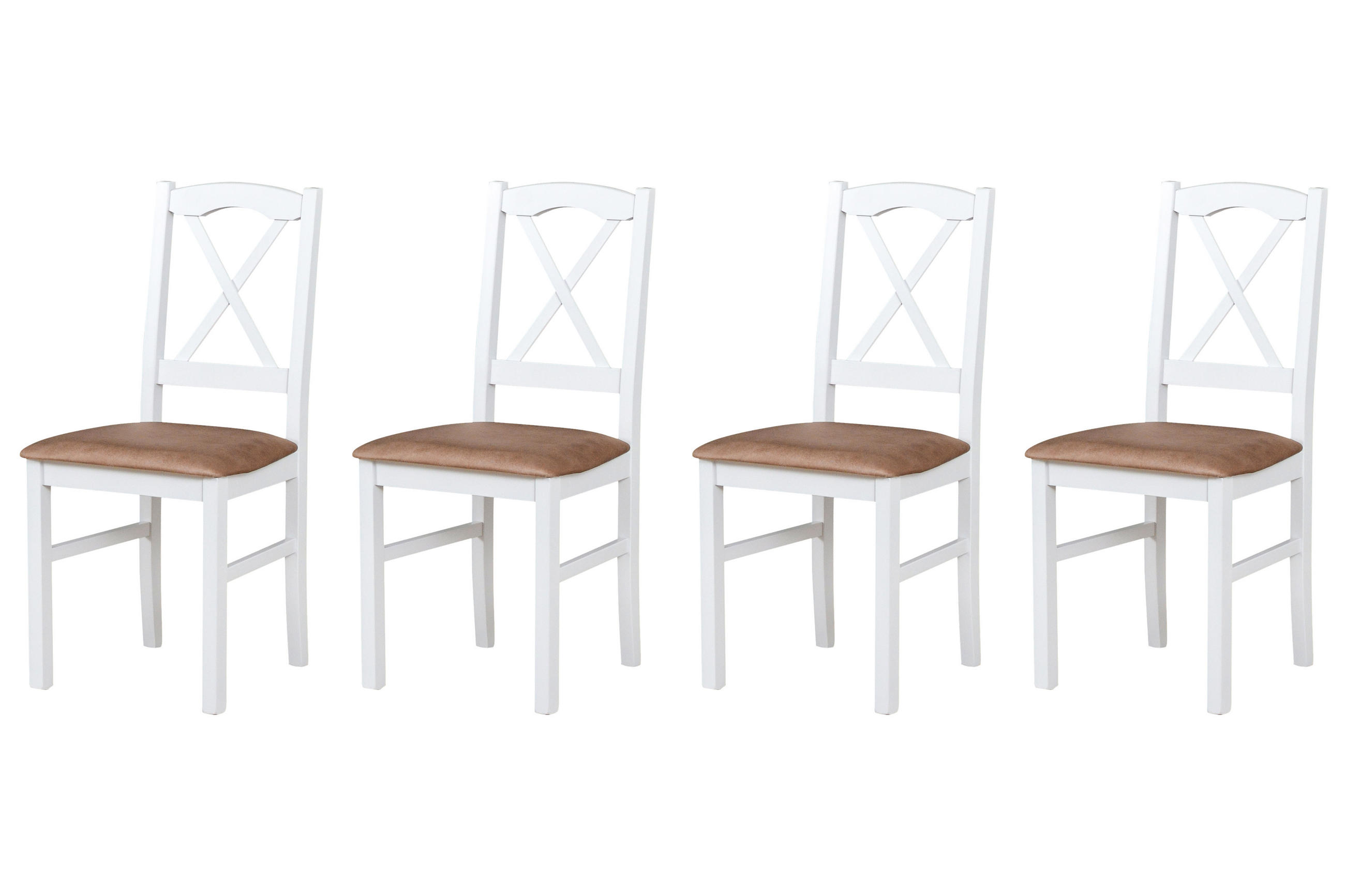 STUHL Nilo 11 (4er Set) - Weiß/Cappuccino, Holz (43/94/40cm) - Leaf Design