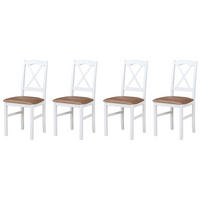 STUHL Nilo 11 (4er Set) - Weiß/Cappuccino, Holz (43/94/40cm) - Leaf Design