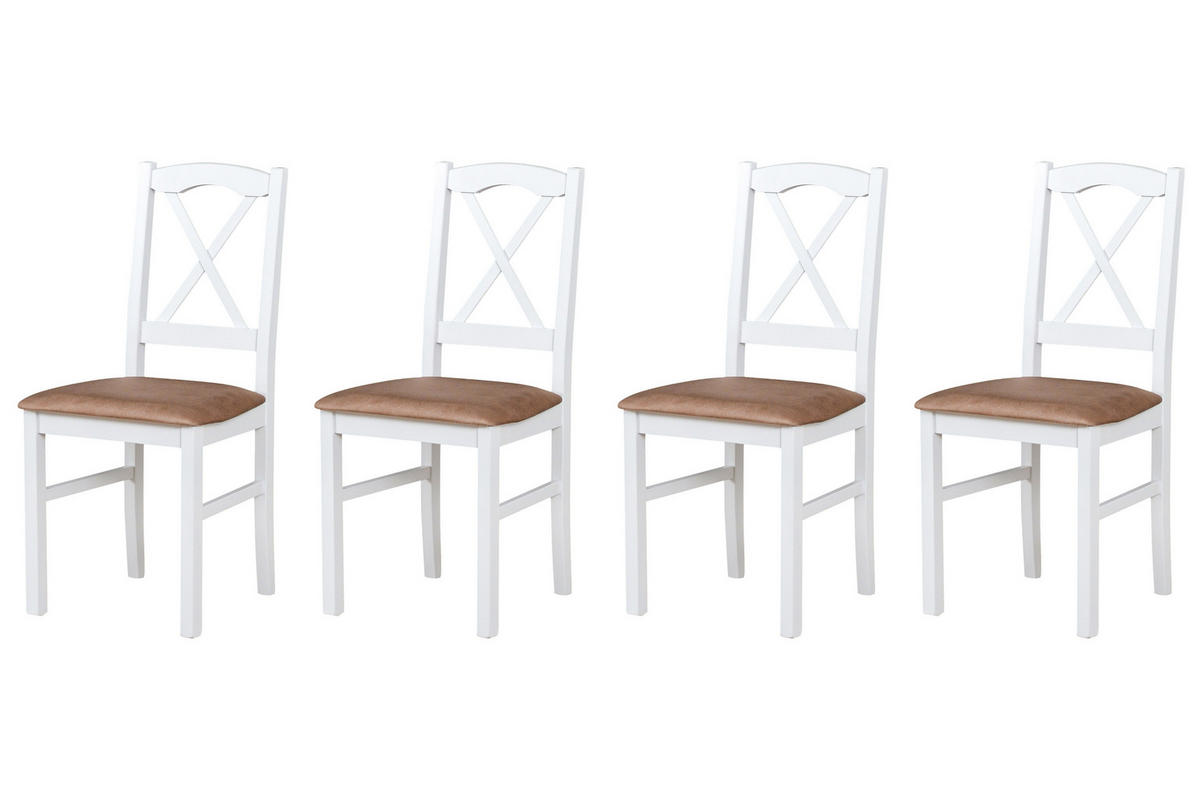 STUHL Nilo 11 (4er Set) - Weiß/Cappuccino, Holz (43/94/40cm) - Leaf Design