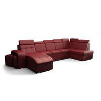 WOHNLANDSCHAFT KONGO RBN13, Eckcouch in U-Form mit Schlaffunktion, Farbe: Rot, Kunstleder, Ottomane Links - Rot, Textil (392/108/180cm) - O-Sofa