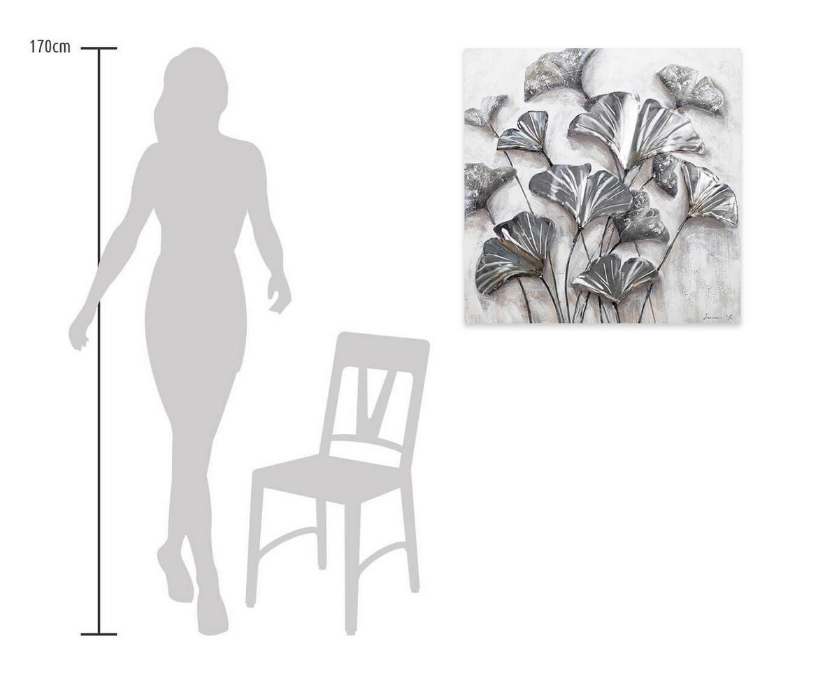 ACRYLBILD HANDGEMALT 80/80 cm - Weiß/Grau, Holz/Textil (1.7/80cm) - KUNSTLOFT