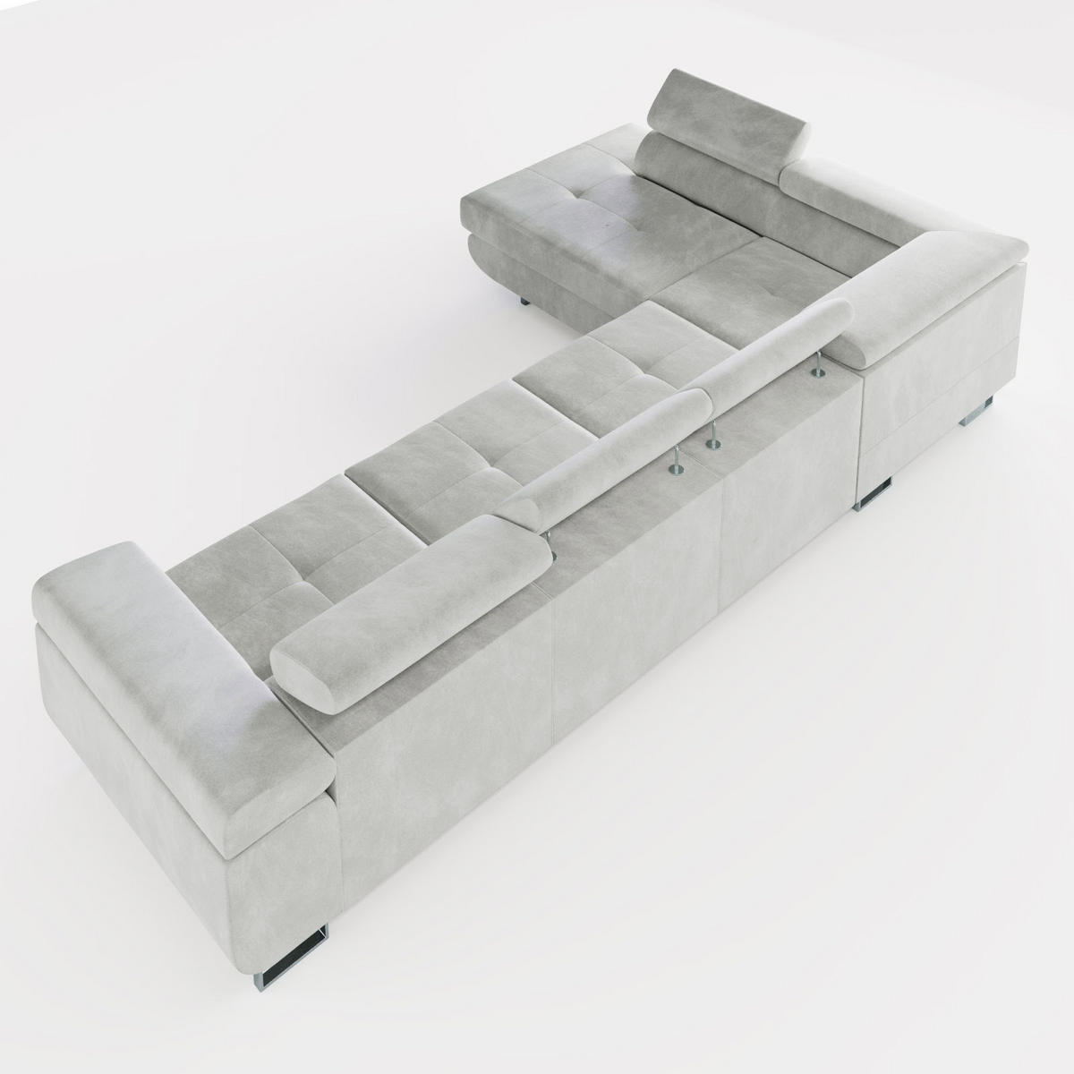 ECKSOFA VEMO NOVA Links Dunkelgrau Velours-Stoff mit Schlaffunktion und Bettkasten - Dunkelgrau, Textil (341/202cm) - Barchello