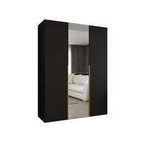 DREHTÜRENSCHRANK 202/150/52 3-türig - Goldfarben/Schwarz, Holz (150/202/52cm) - Abiks Möbel