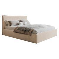 POLSTERBETT 180x200 cm Zenito Slim mit Kissen-Kopfteil, Bettkasten, Beige - Beige, Holz/Textil (180/200cm) - Emporius