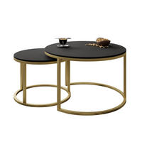COUCHTISCH CIRI SLIM 2-in-1 goldene Struktur schwarz matt - Goldfarben, Holzwerkstoff (70/70/48cm) - Lookway