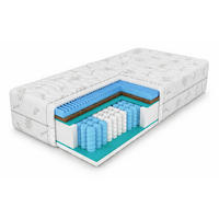 TASCHENFEDERKERNMATRATZE Premium-Kokos 200x200x21 cm, 7 Zonen, Härtegrad H3/H4, Farbe: Aloe Vera, inkl. Bezug - Weiß, Textil (200/200cm) - Marpur