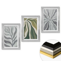 WANDBILDER 3er Set - 20x30 cm Silberner Rahmen - Pflanzenmuster in Grün - Silberfarben, Kunststoff (20/30cm) - ArtPrintCave