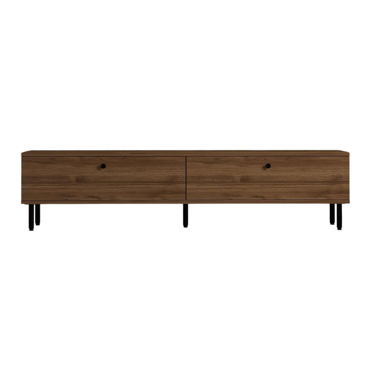 TV-MÖBEL mit 2 Klappen in Nussbaumdekor und schwarzen Metallfüßen 160/25/37 cm - Nussbaumfarben, Holzwerkstoff (25/37/160cm) - Calicosy