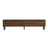 TV-MÖBEL mit 2 Klappen in Nussbaumdekor und schwarzen Metallfüßen 160/25/37 cm - Nussbaumfarben, Holzwerkstoff (25/37/160cm) - Calicosy