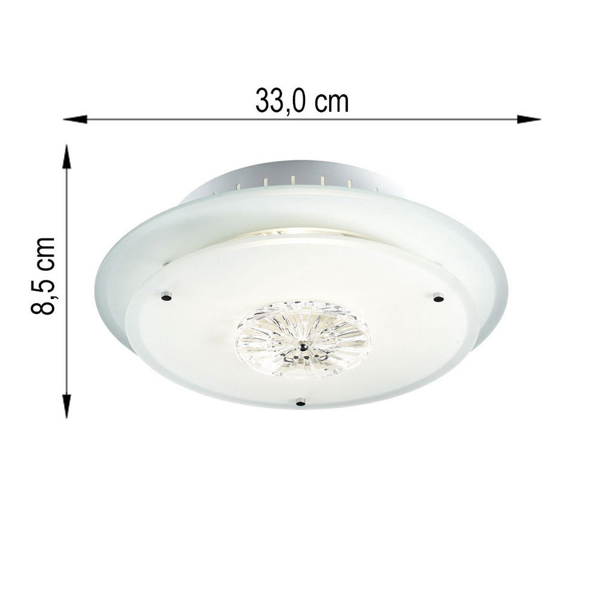 DECKENLEUCHTE Kristallglas Klar Runde Form - Klar, Glas (33/33/8.5cm) - Esto