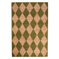 JUTETEPPICH BAIN, mit Rautenmuster, Olivegrün, 160 x 230 cm - Grün, Textil (160/230cm) - KADIMA DESIGN