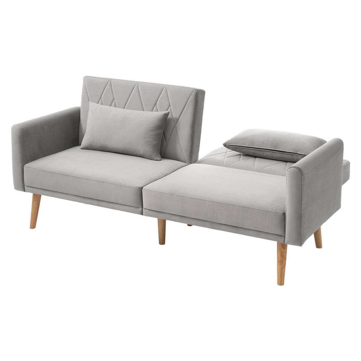 SCHLAFSOFA 2-Sitzer Samtstoff Bettfunktion Kompakt Grau - Grau, Holz (81.99/25.48/44.98cm) - FLIEKS