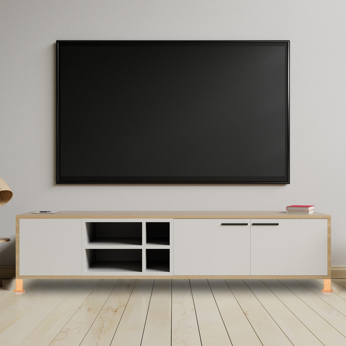 4XMÖBELERHÖHER - Hellbraun, Holz (14.5/15.5/14.5cm) - Relaxdays